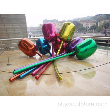 Escultura de balão abstrata aço inoxidável tamanho grande